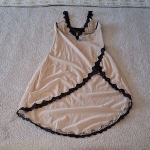 Frederick's of Hollywood Beige Chemise with Black Lace